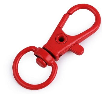 Metallkarabiner mit Wirbel, Durchzug 10 mm , rot
